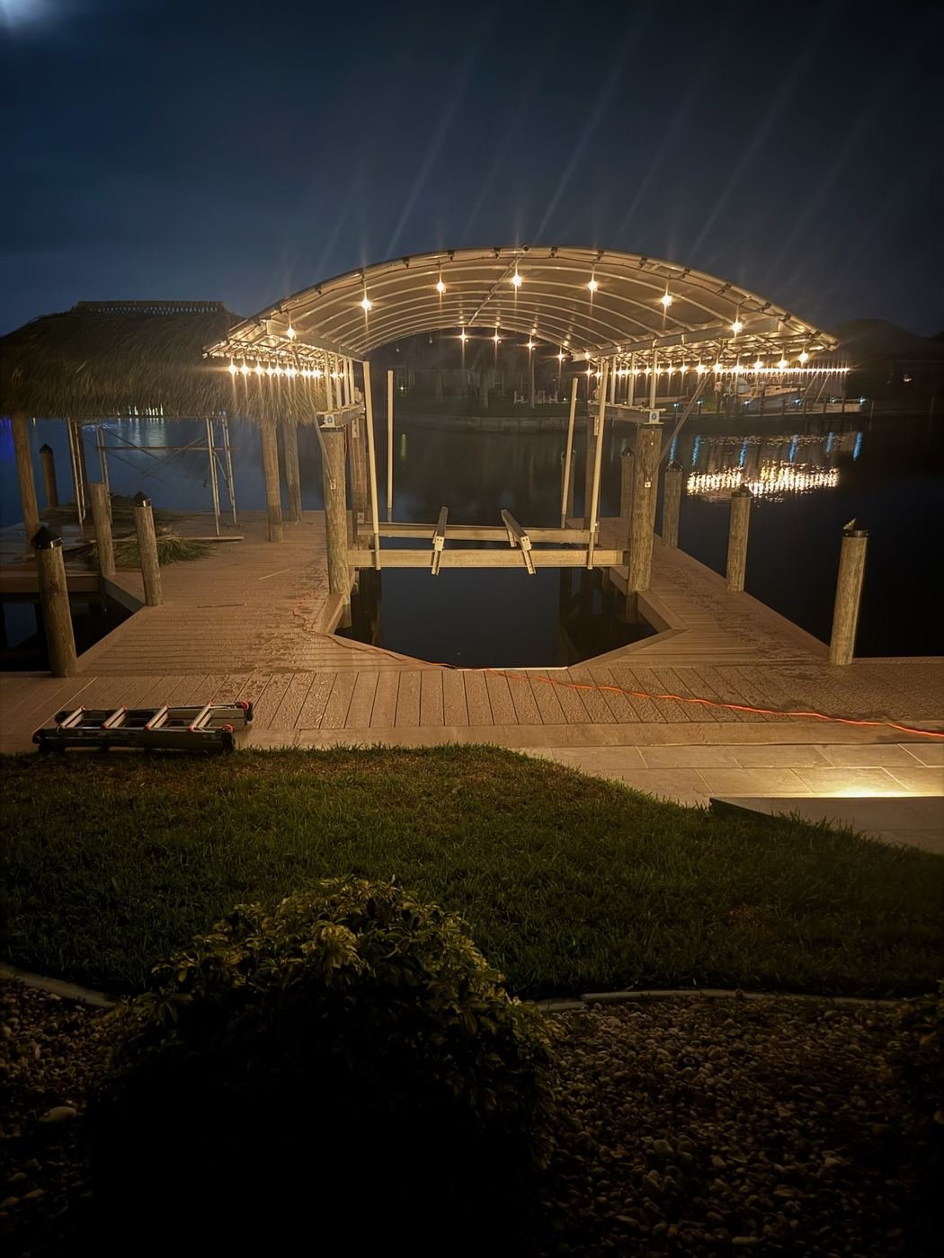 Canopy lights at night