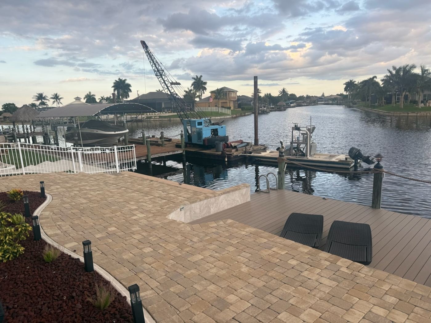 Crane barge setting pilings