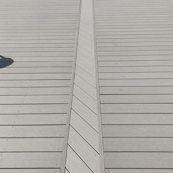 Slate Gray vinyl decking with a herringbone inlay