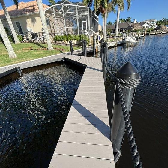 Slate Gray vinyl walkway winding past a boat slip